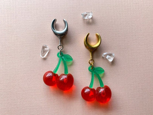 Gold or Silver Red Cherry Dangles