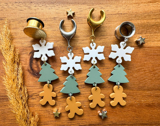 Holiday Trio Dangles Plug Earrings