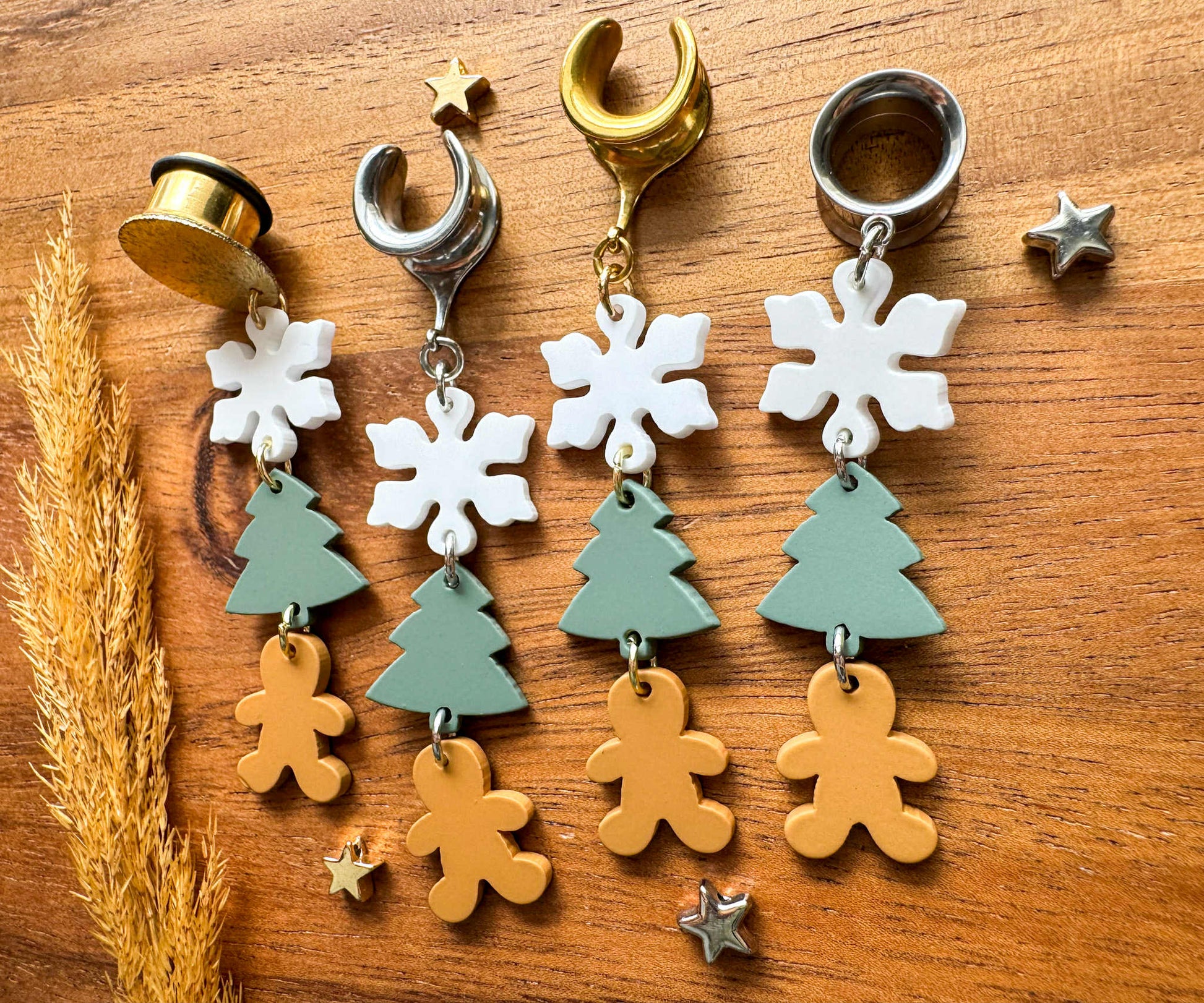 Holiday Trio Dangles Plug Earrings