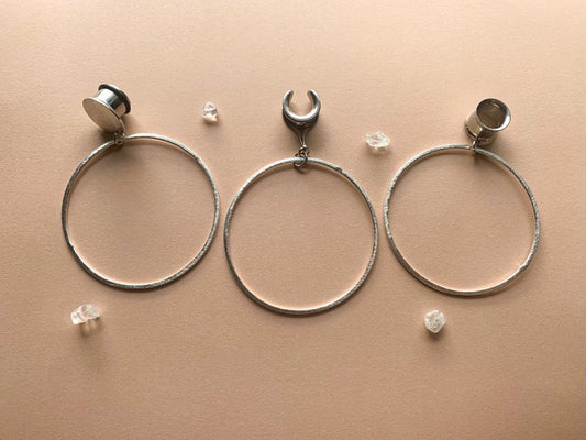 Large Brushed Silver Hoops