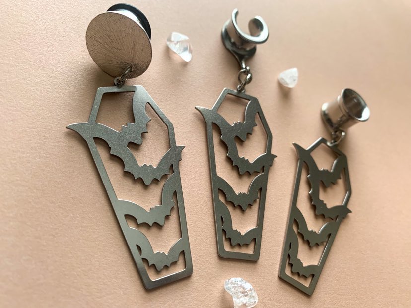 Silver Halloween Coffin With Bats