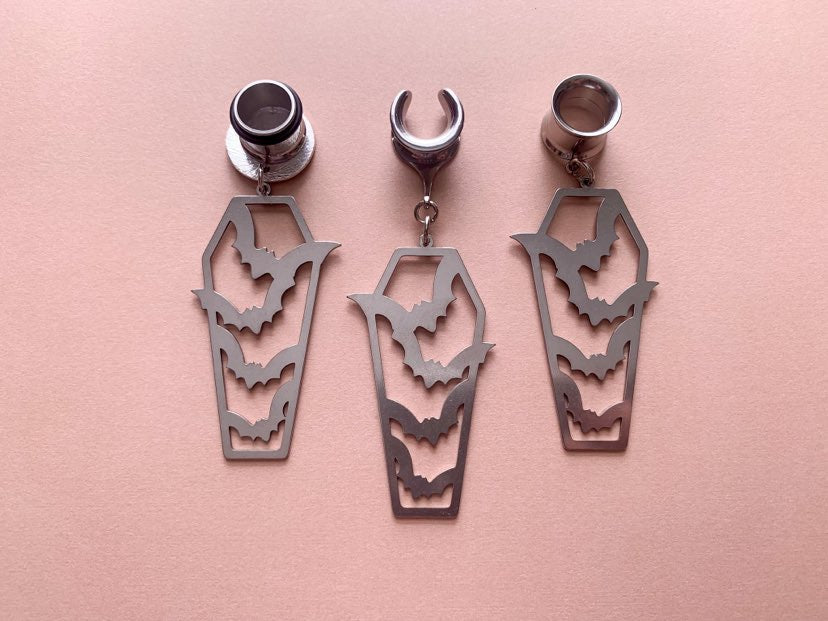 Silver Halloween Coffin With Bats