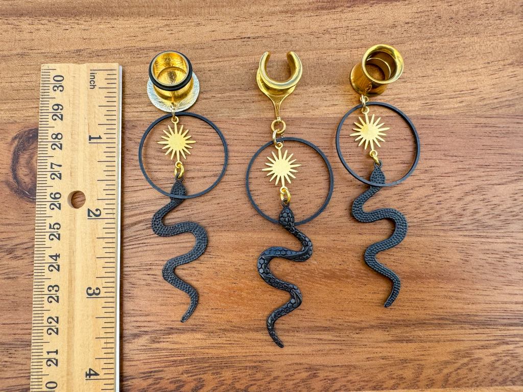 Midnight Serpent Gold Sun Hoops
