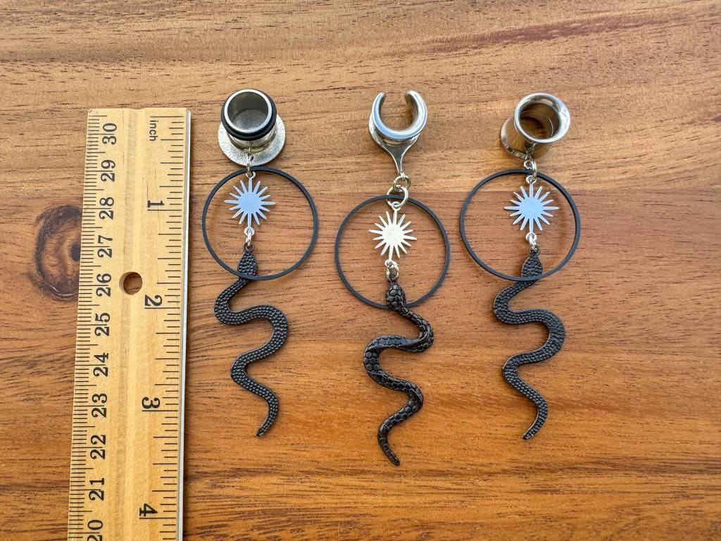 Midnight Serpent Silver Sun Hoops
