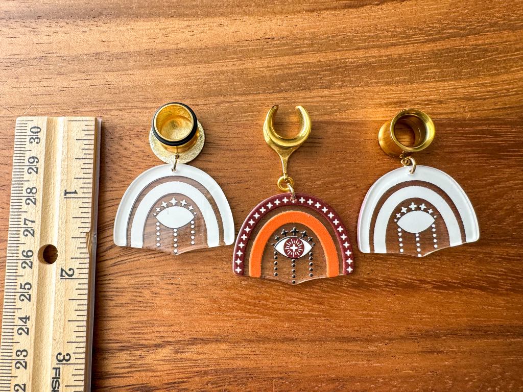 Orange & Burgundy Starry Evil Eye Dangles
