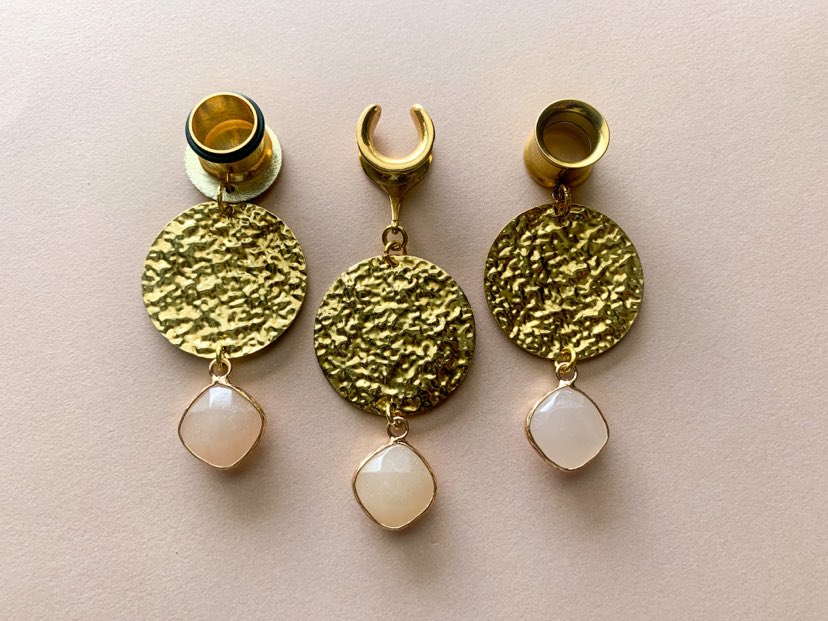 Hammered Brass With Imperial Topaz Dangles