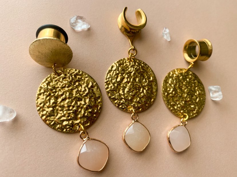 Hammered Brass With Imperial Topaz Dangles
