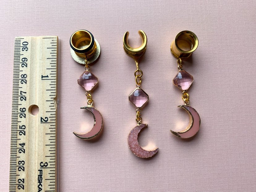 Pink Faux Crystal Druzy Moons