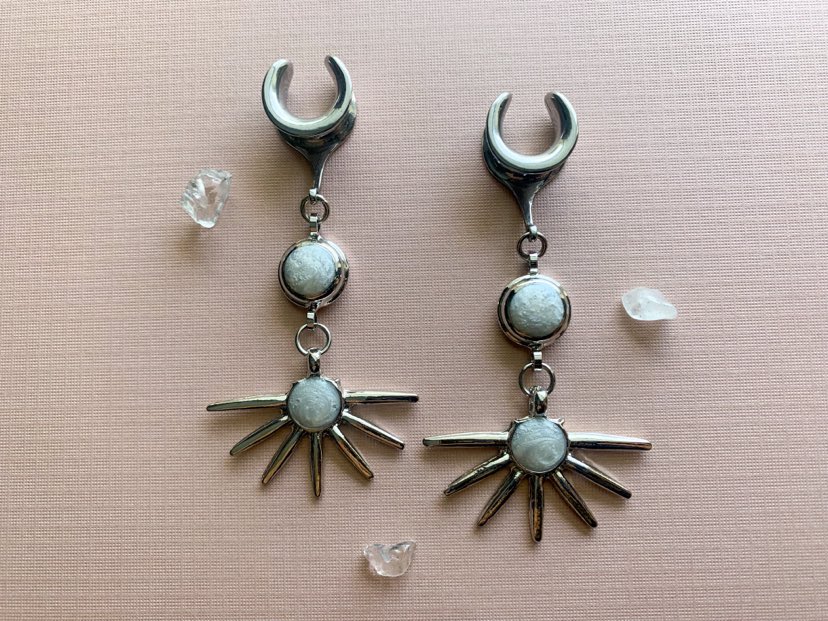Rhodium Plated White Enamel Suns