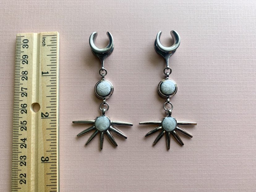 Rhodium Plated White Enamel Suns
