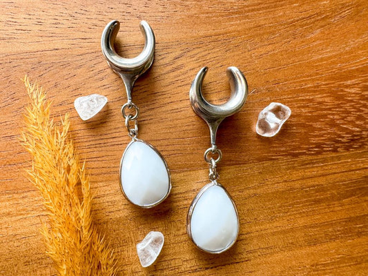 Rhodium Plated White Opals