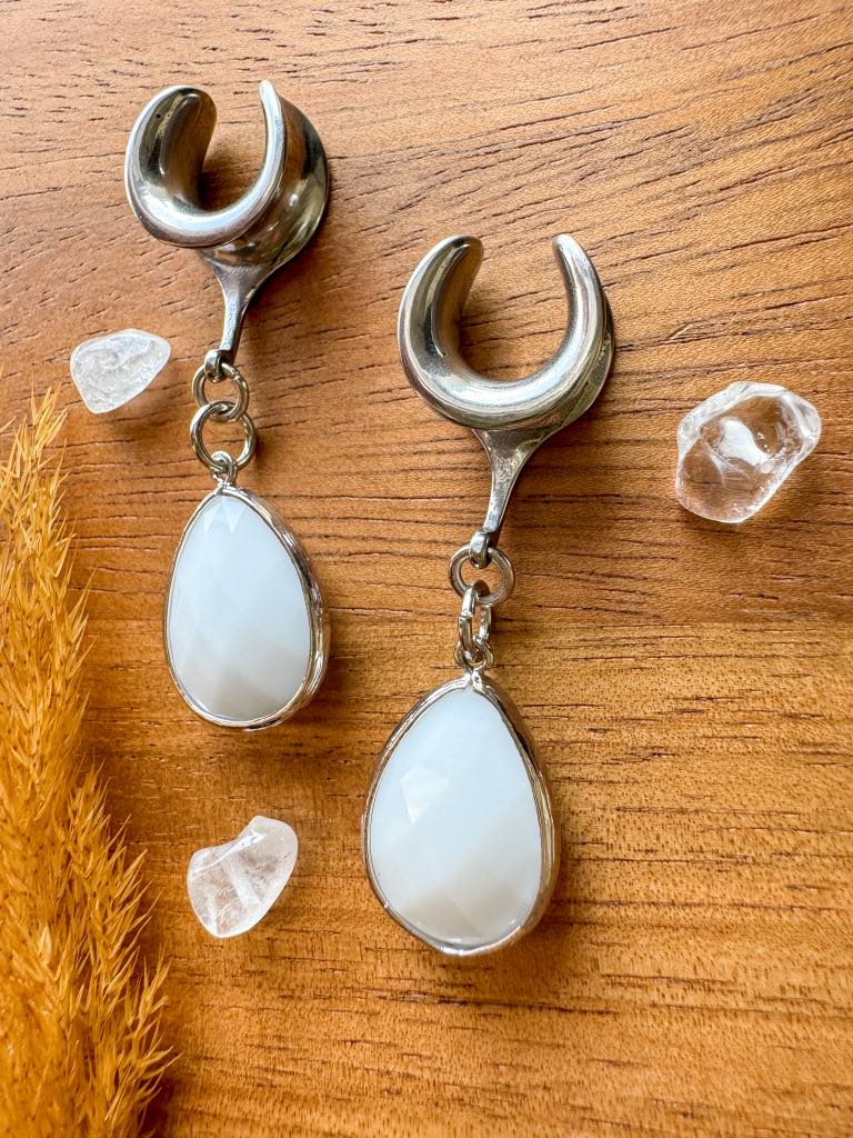 Rhodium Plated White Opals