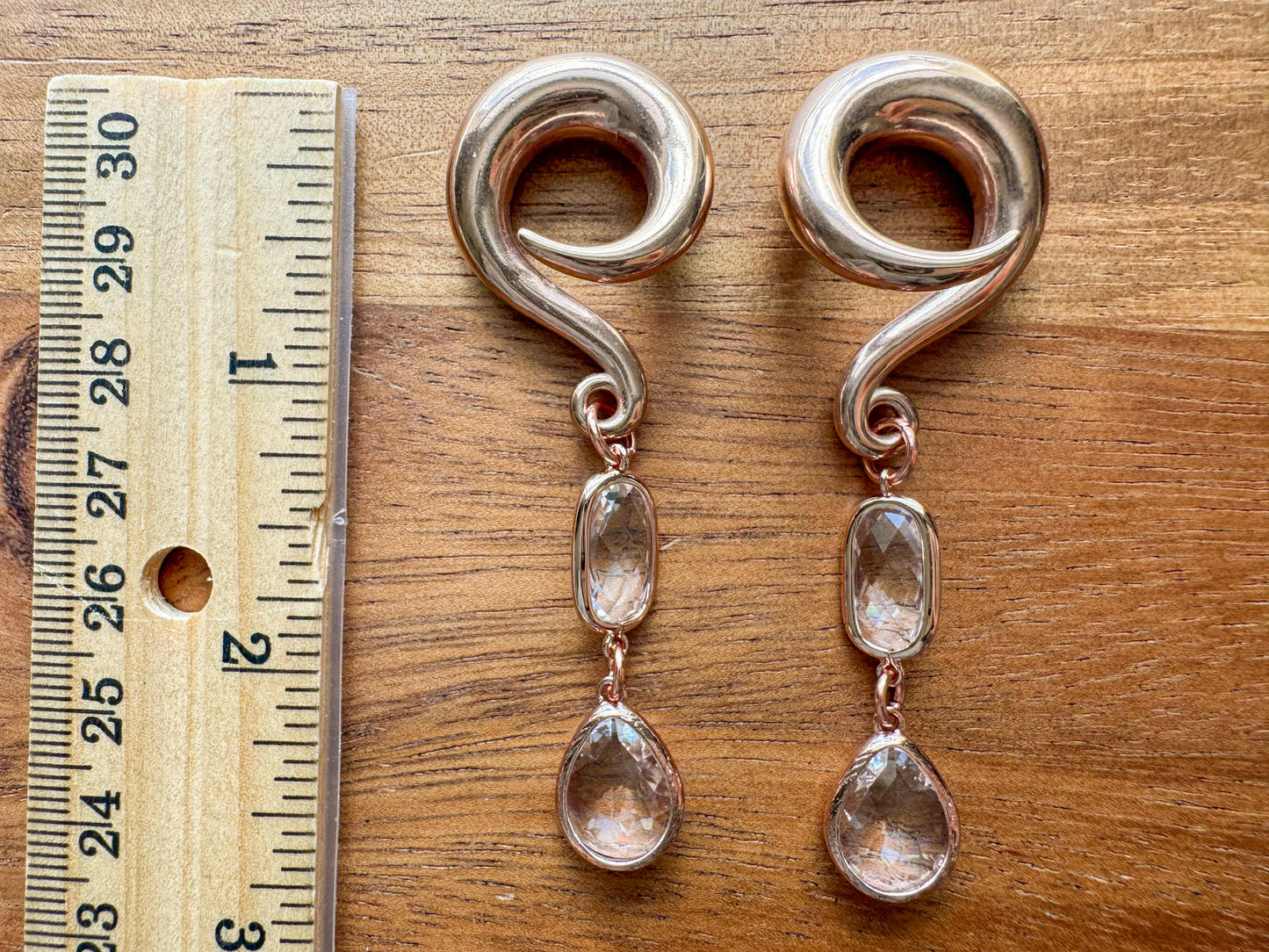 Rose Gold Plated Glass Dangles