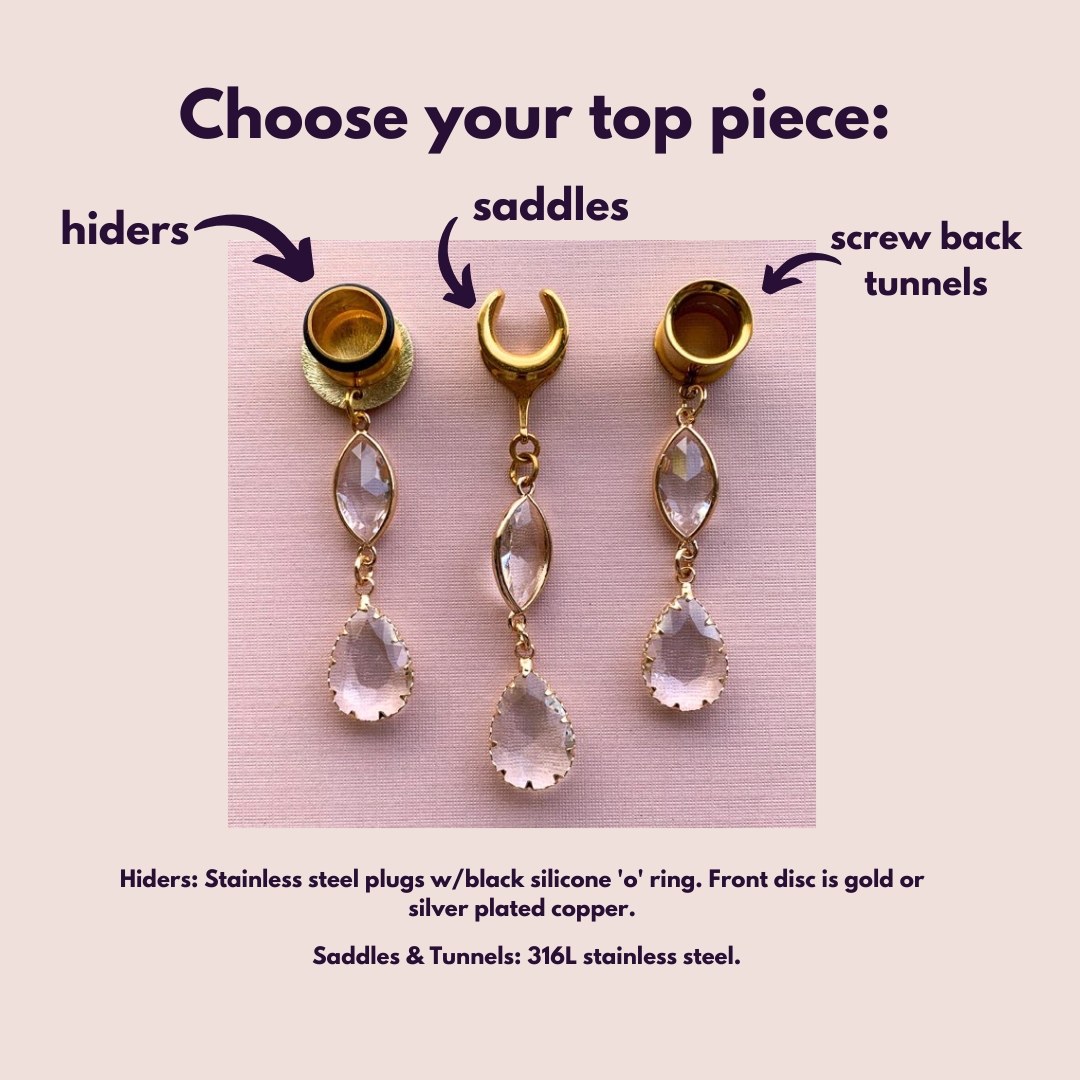 Gold Tone Glass Ear Dangles