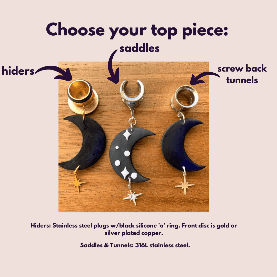 Midnight black moon earrings
