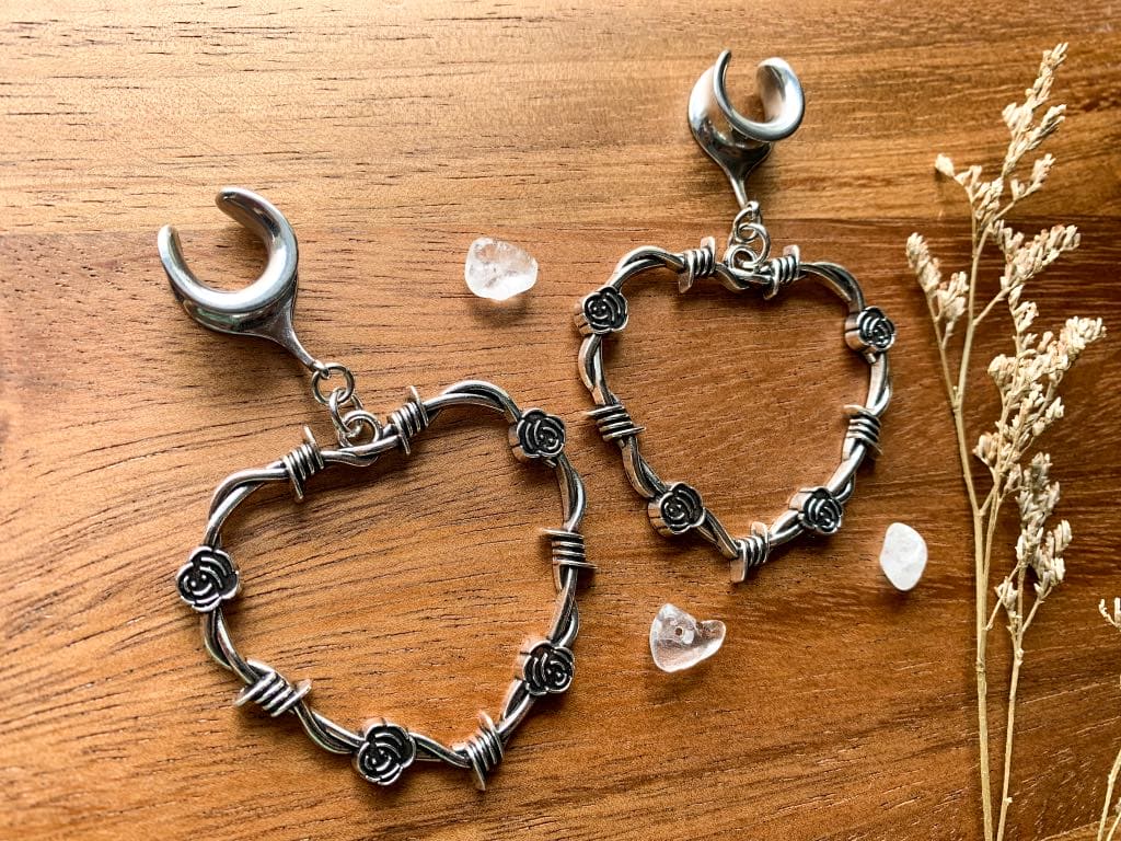 Silver Barbed Heart Earrings