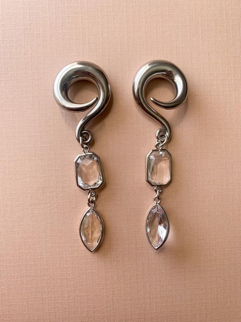 Silver Glass Jewel Dangles