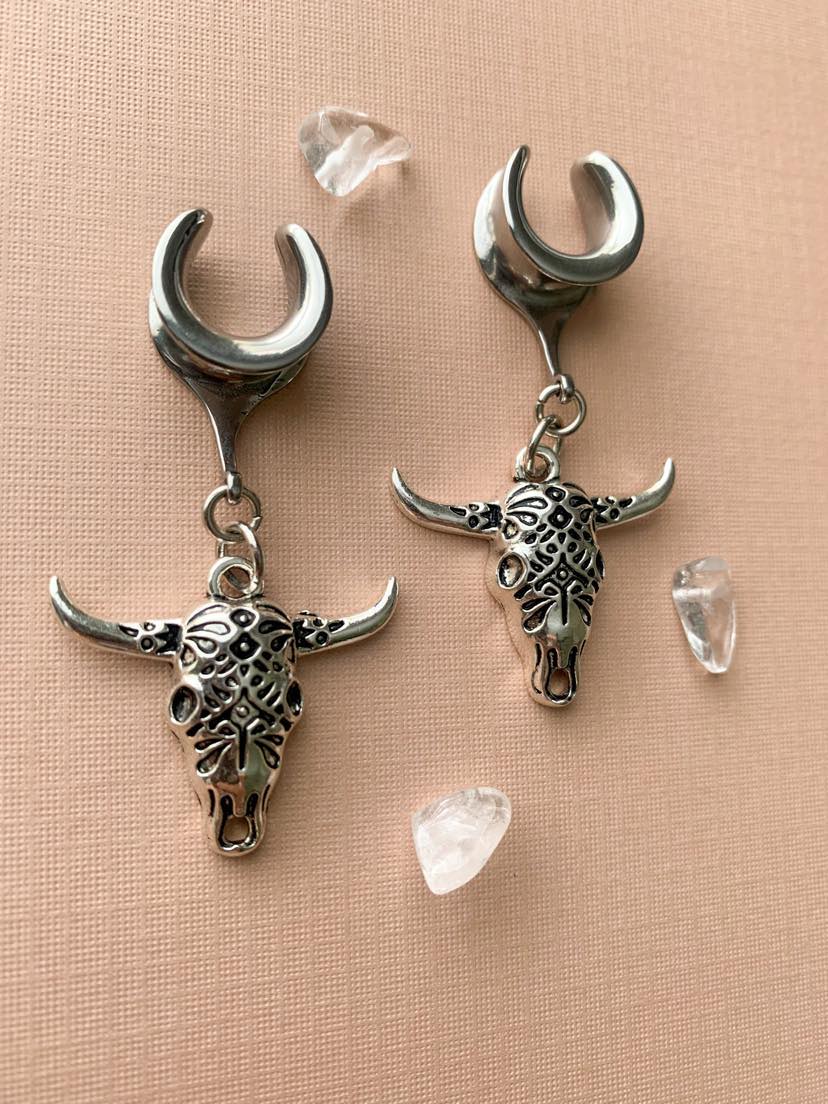Silver Longhorn Dangles