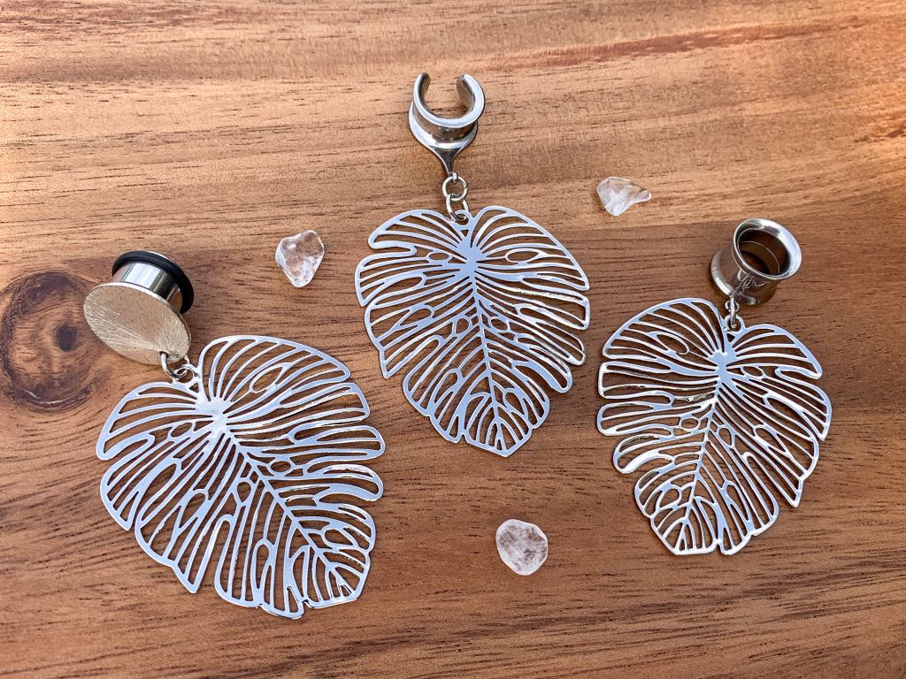 Silver Monstera Earrings