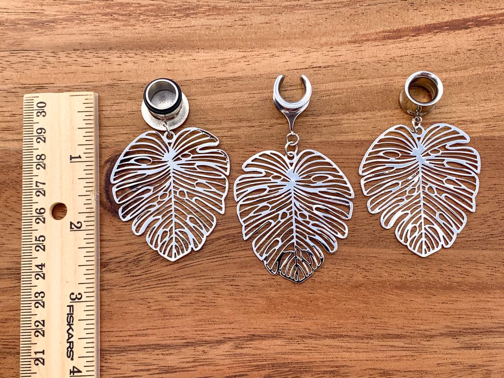 Silver Monstera Earrings