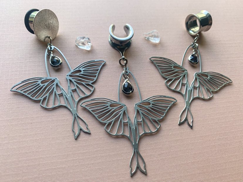 Silver Steel Luna Moth With Jewel Accent