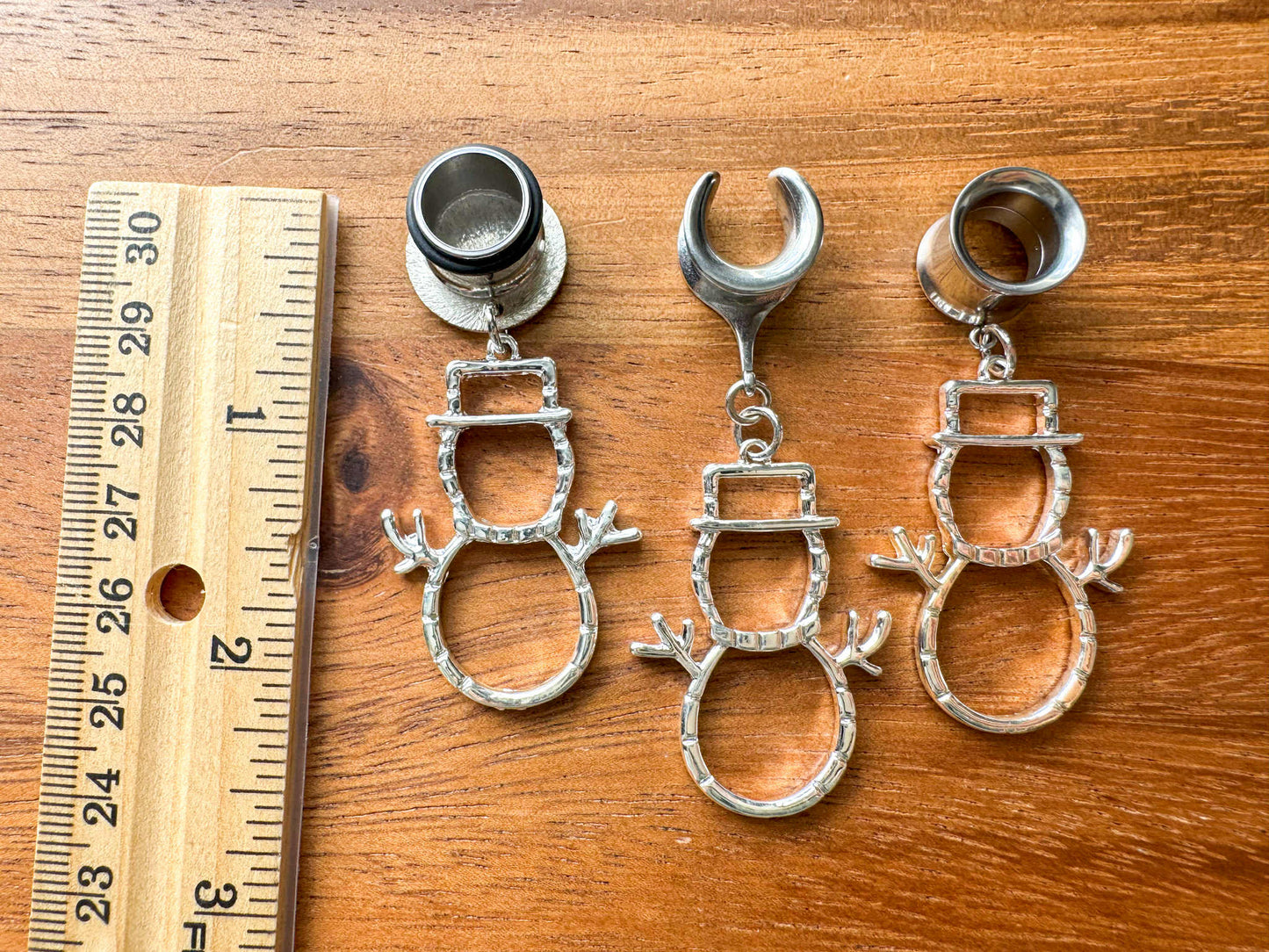 Silver Snowman Dangles