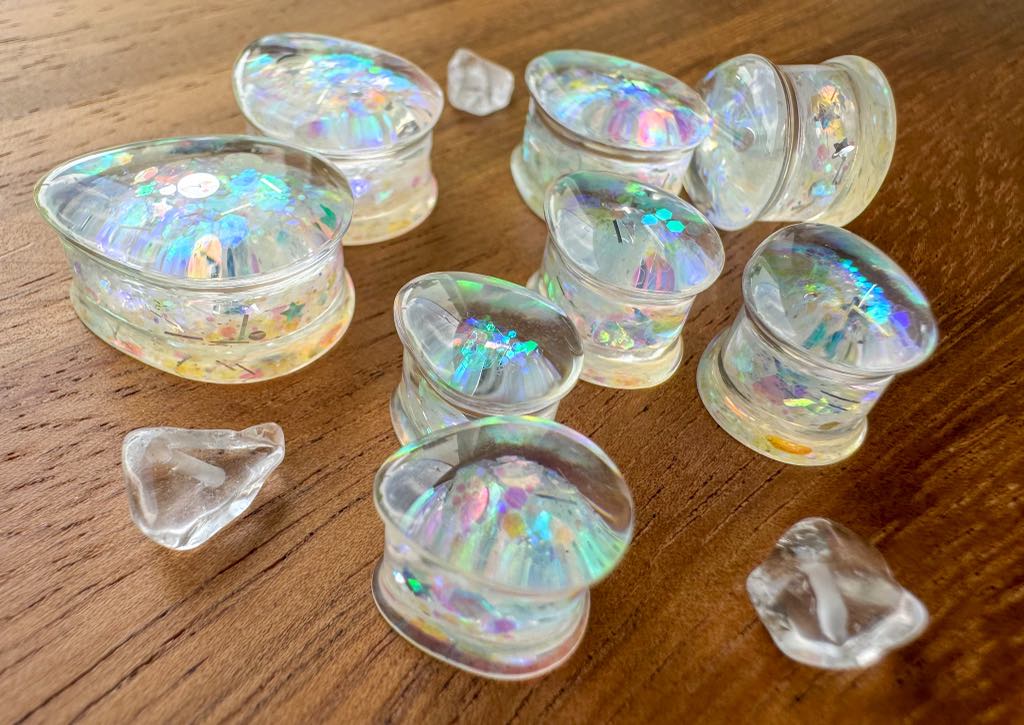 'Stardust Glow' Iridescent Oval Plugs