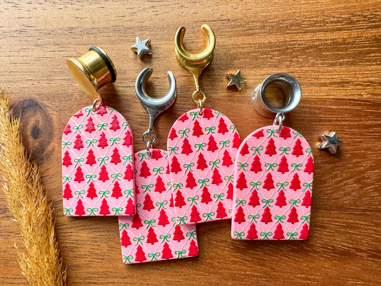 Whimsical Winter Christmas Trees Plug Earrings