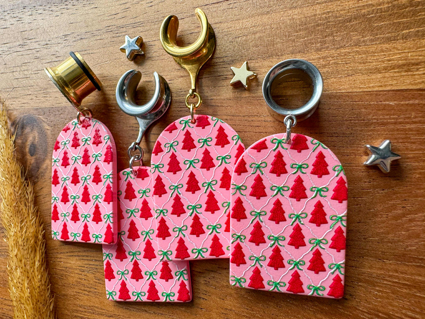 Whimsical Winter Christmas Trees Plug Earrings