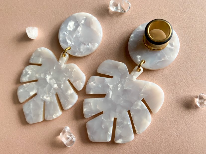 White Marble Monstera Leaves