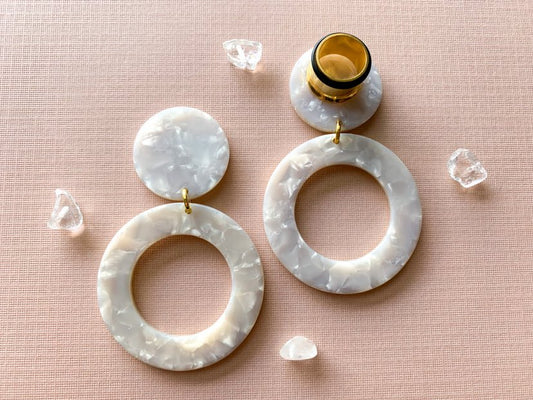 White Marbled Acetate Hoops