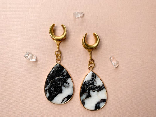 Gold Trimmed Zebra Jasper Dangles