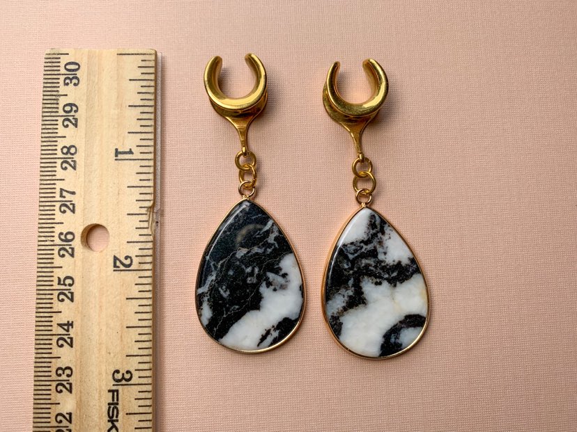 Gold Trimmed Zebra Jasper Dangles