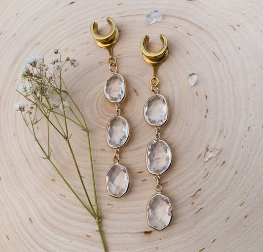 3-Tier Gold Faceted Glass Dangles