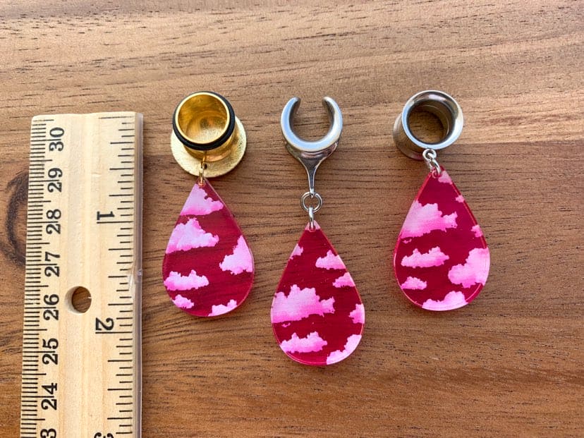Gold or Silver Acrylic Pink Cloud Earrings