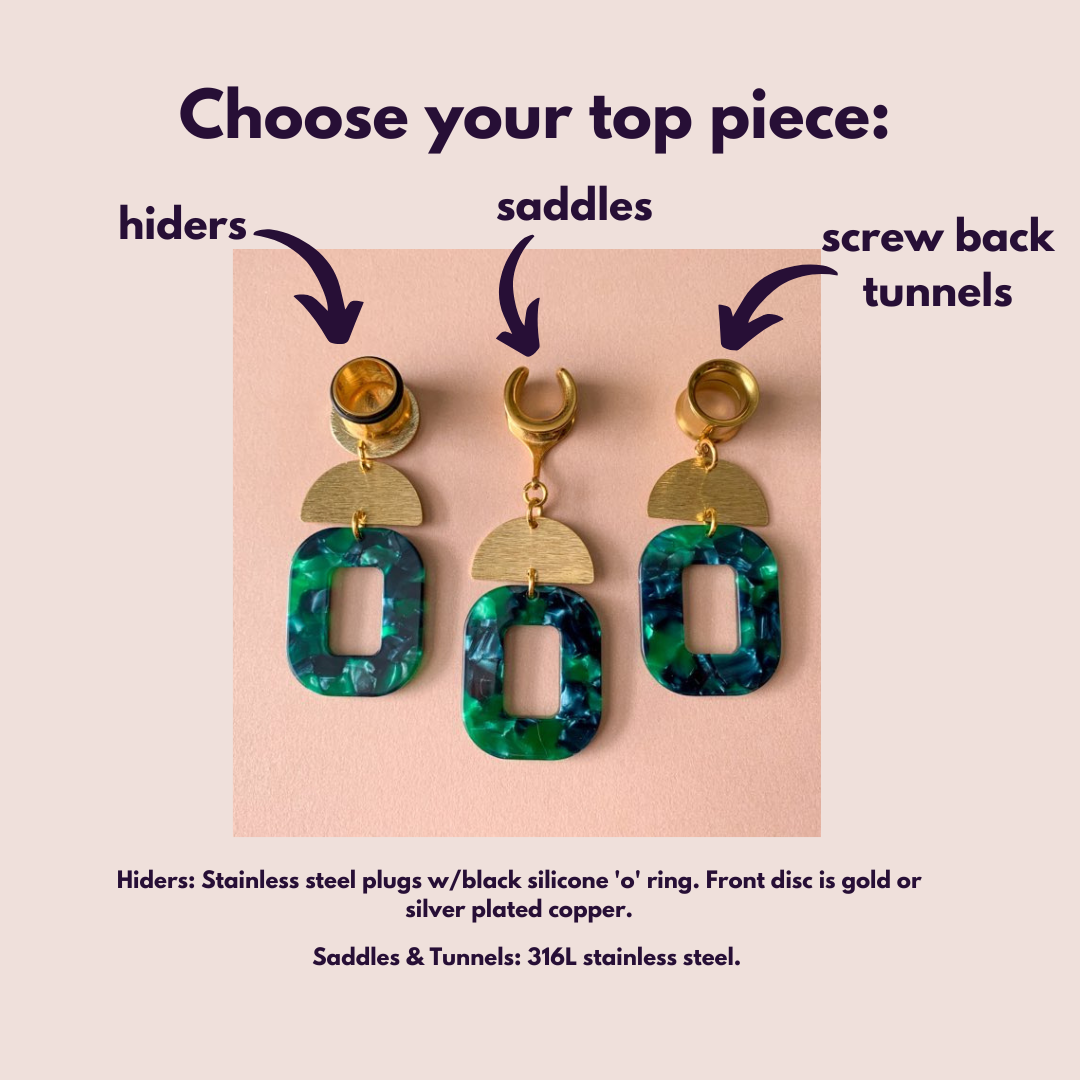 Green Marble Dangles w/ Gold Brushed Accents