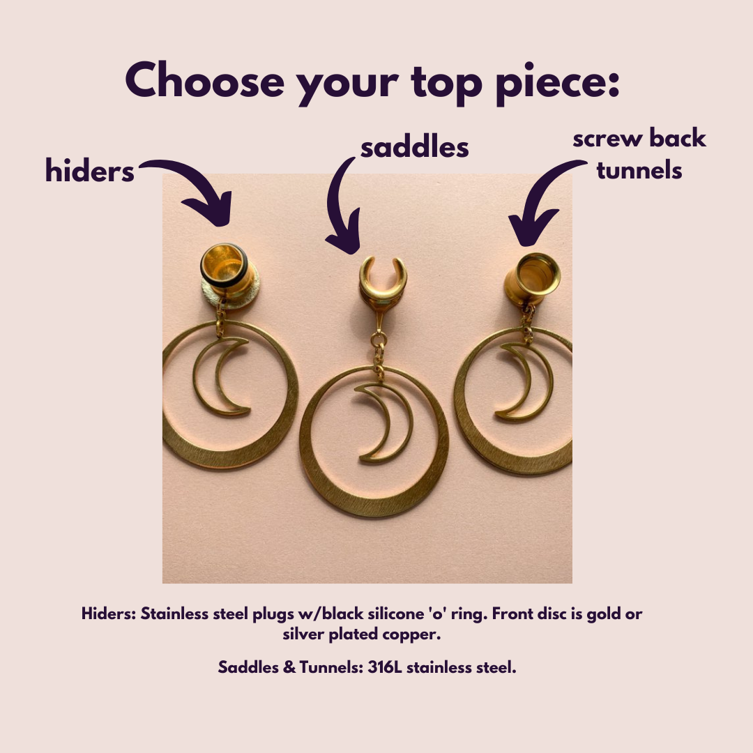 Gold Hoops With Crescent Moon Pendant