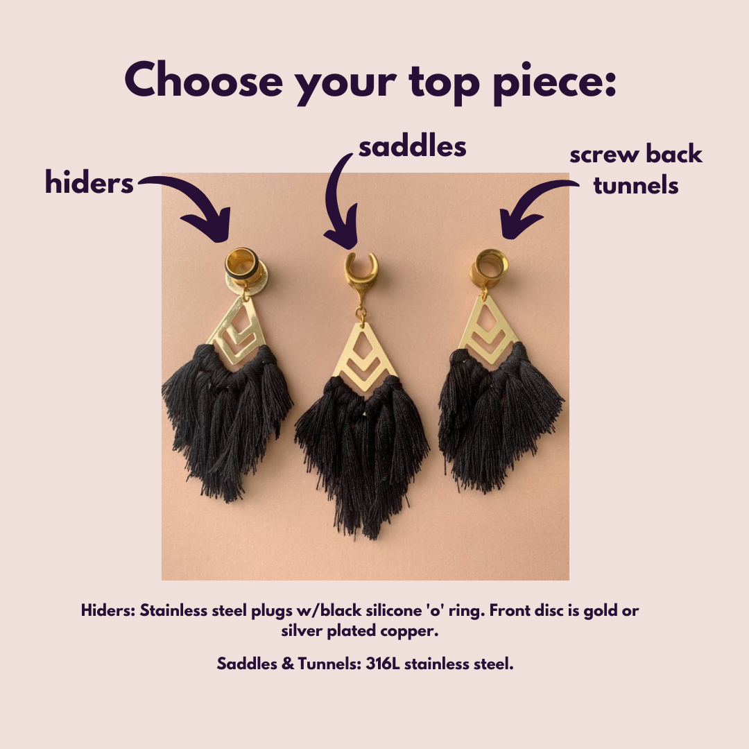 Gold Accented Black Boho Tassels