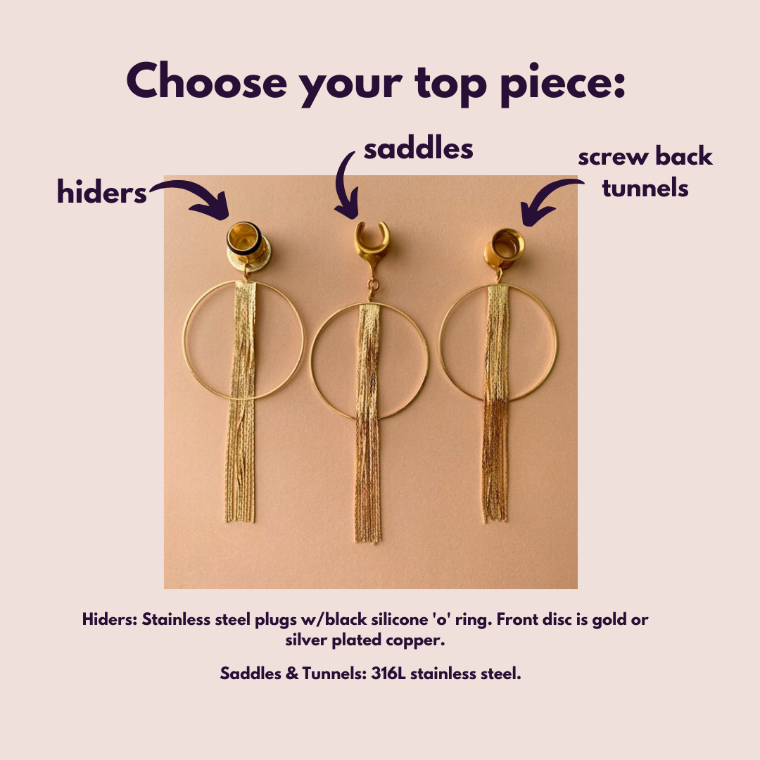 18k Gold Hoops With Chain Tassels