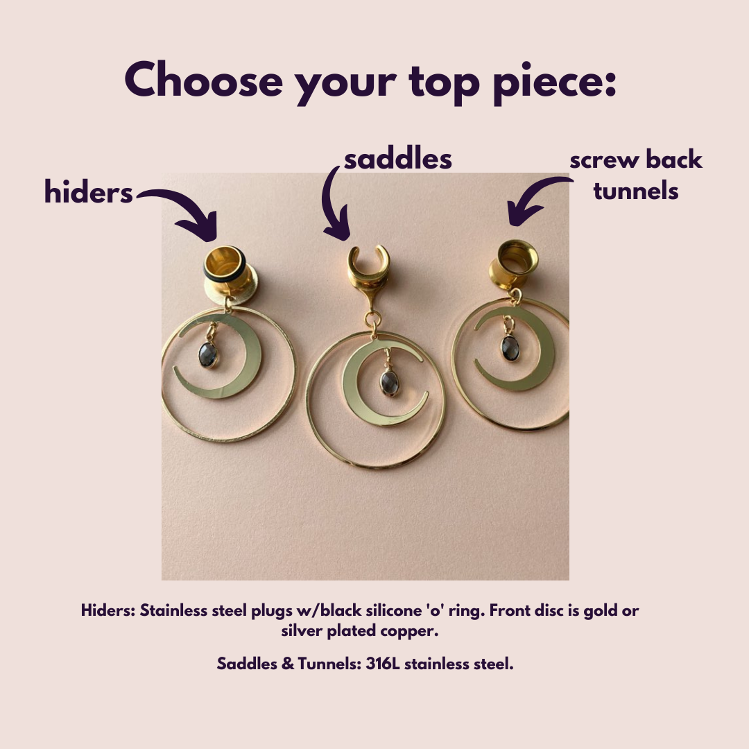 18k Gold Hoop and Crescent Moon Earrings