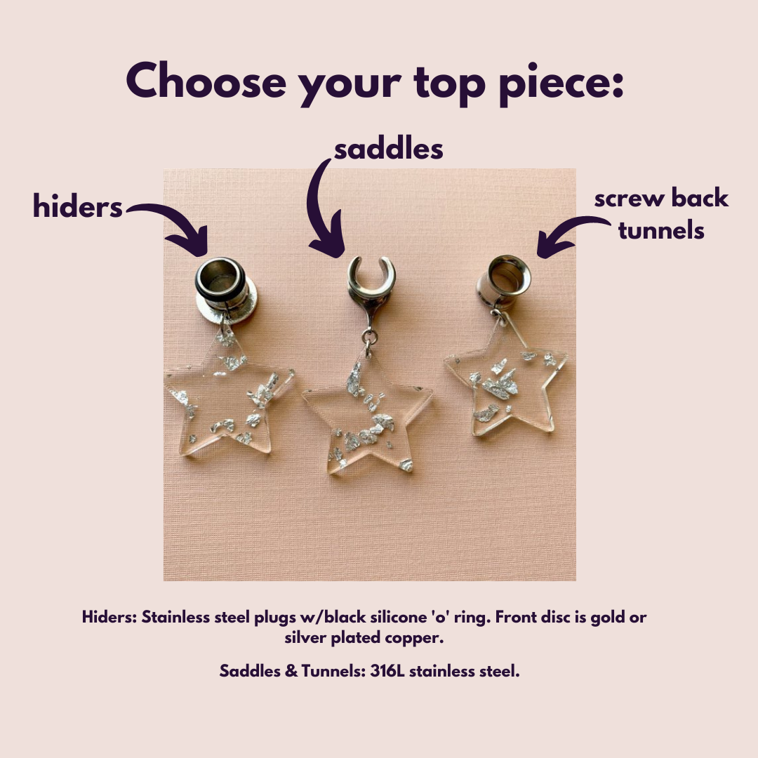 Acrylic Star Earrings With Glistening Silver Flake