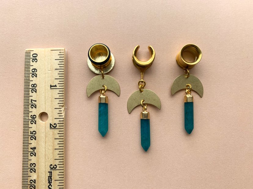 Gold Brass Earrings With Aventurine Stones