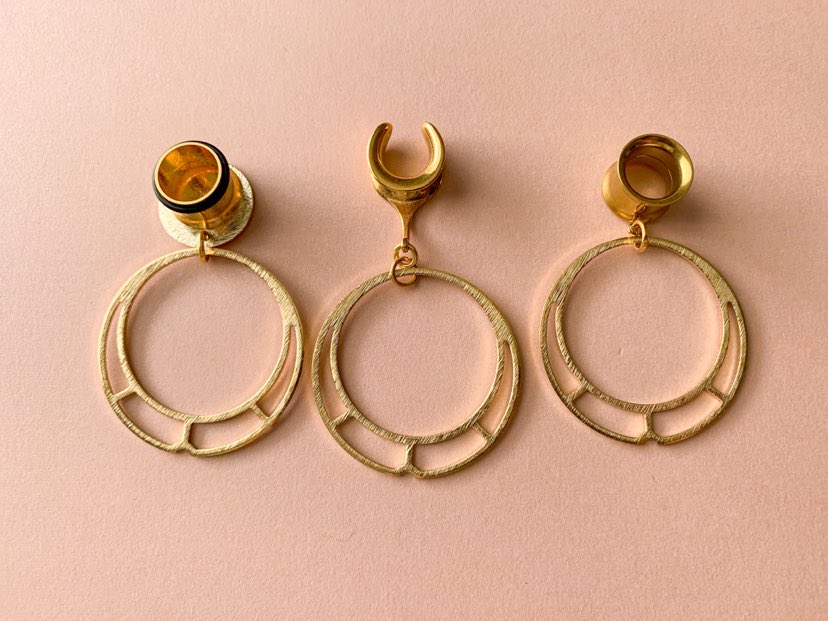 Gold Brass Hoops With Cutout Detail