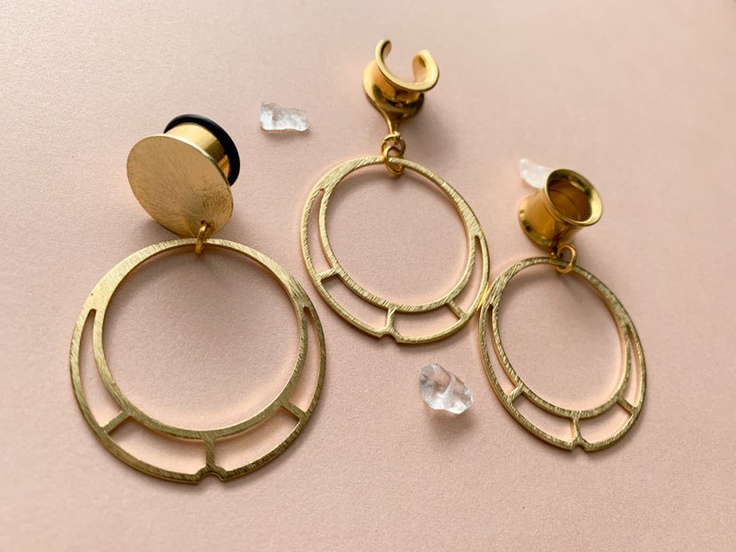 Gold Brass Hoops With Cutout Detail