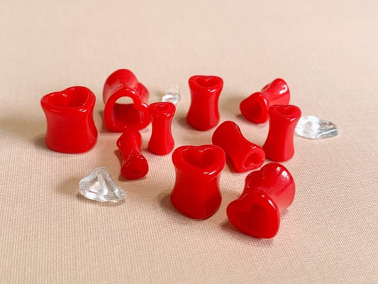 Heart-Shaped Red Acrylic Plugs
