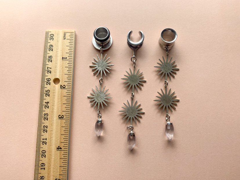 Silver Suns With Tear Drop Jewels