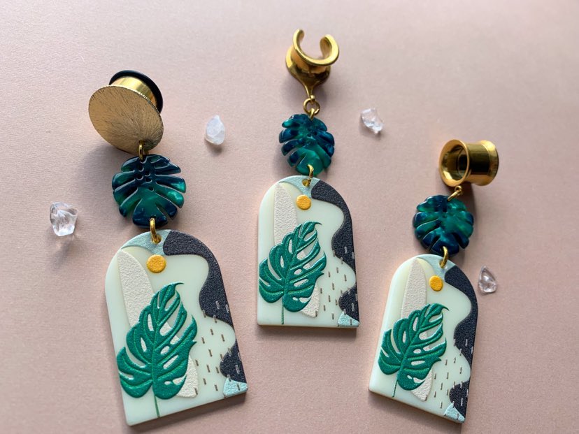 Tropical Monstera Paradise Acrylic Dangles