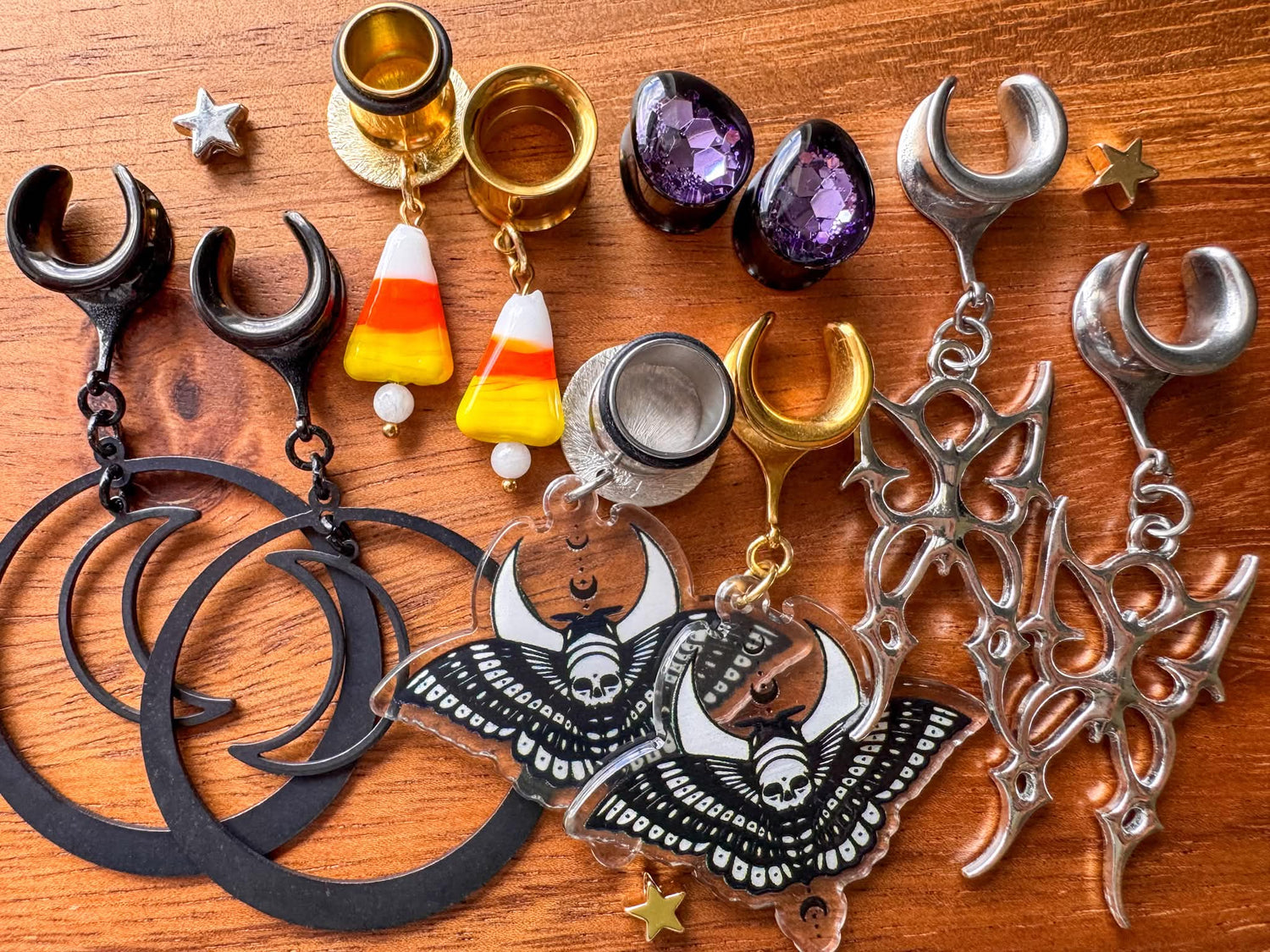 SummerWeen plug earrings featuring cute Halloween designs for stretched ears