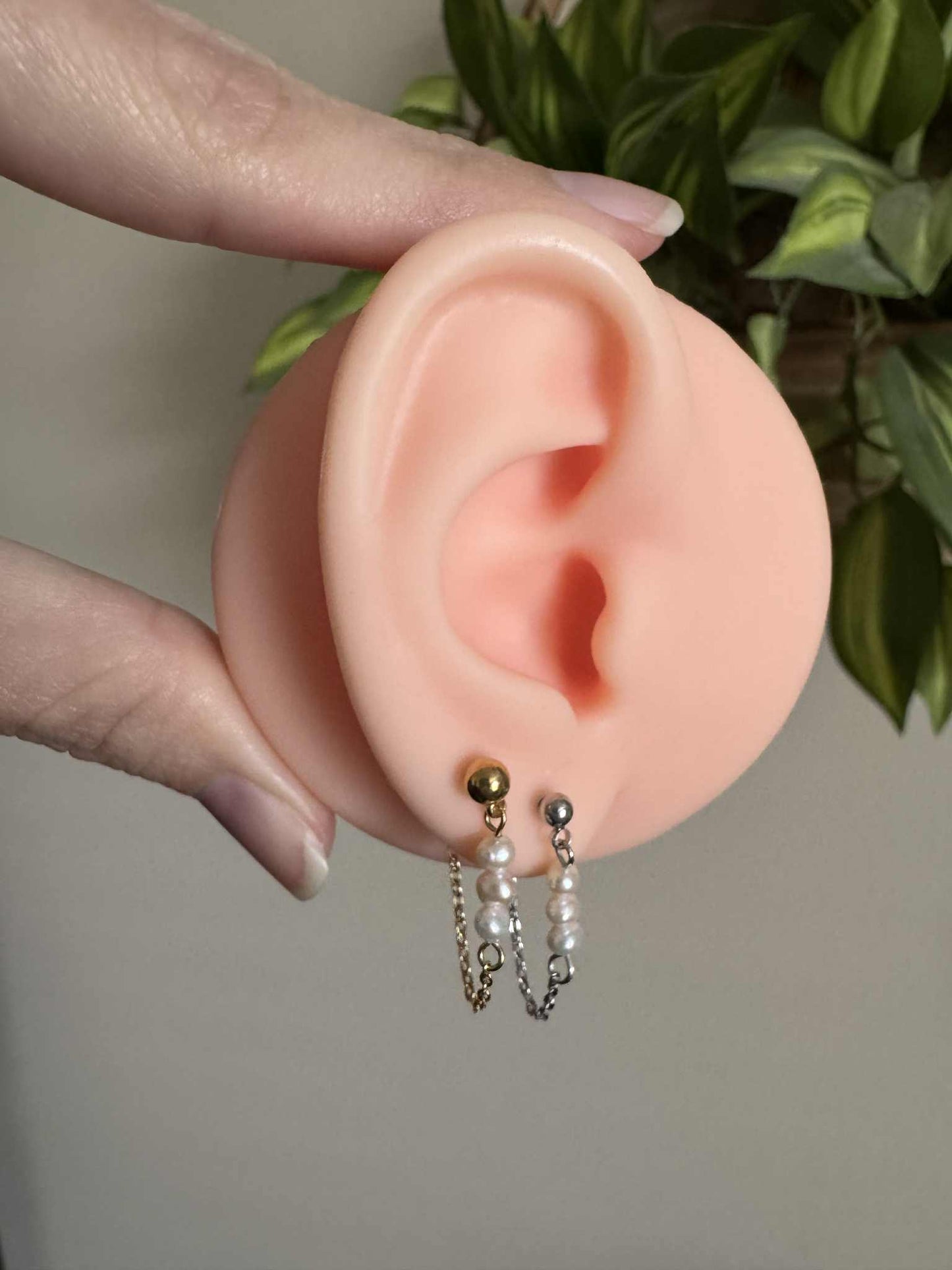 Gold Or Silver Pearl Chain Dangles