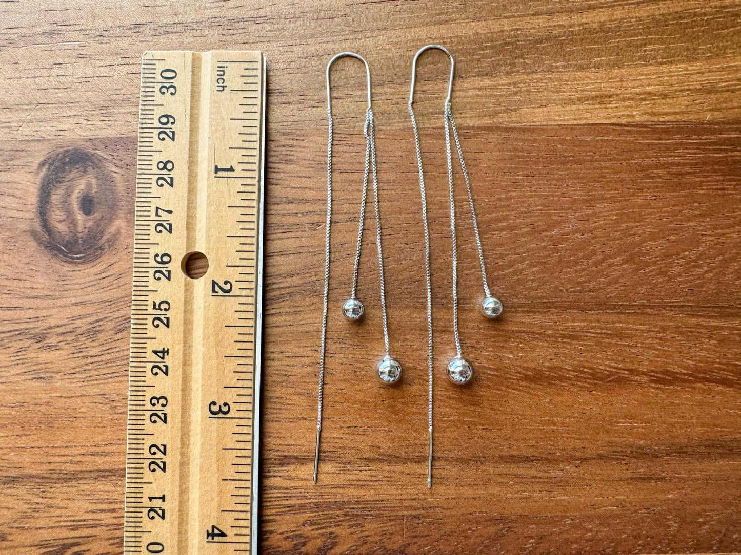 18k Double Bead Threader Earrings